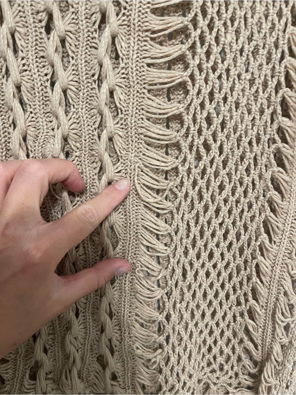Women’s Beige Crochet Fringe Top - Picture 6 of 8